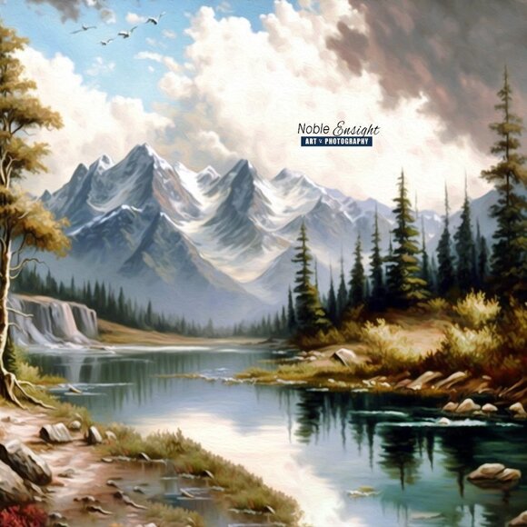 8x10 Mountains‎ Spring Snowy Landscape Oil Painting Art Print - Picture 3 of 9